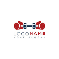 The logo design is combination barbell and the gloves boxing