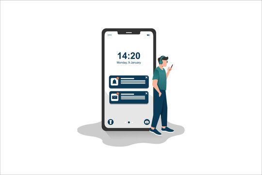 mesage notification handphone flat vector illustration