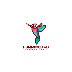 humming bird design colorful logo mascot template
