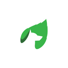 The logo is combination leaf and dog