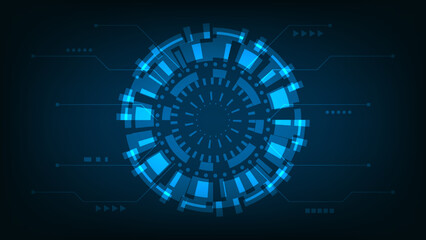 Abstract futuristic technology background. hi tech circle on dark blue screen