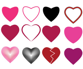 Heart icons set vector