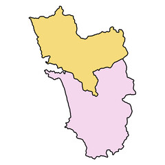 simple map of Goa is a state of India and his colourful districts