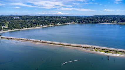 Road going across the Purdy Spit in Washington