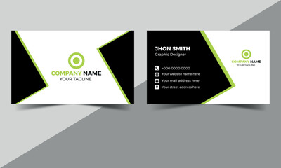 Modern and simple business card design Creative and Clean Business Card Template black and green business card design template vector Modern and simple business card design