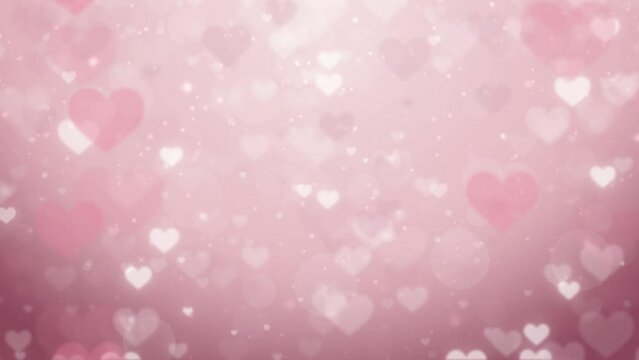 Pink glitter heart pattern background. Seamless loop footage.(019_pink)