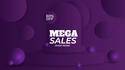 Big Summer Sale, purple poster design template, horizontal banner, shop now, vector illustration
