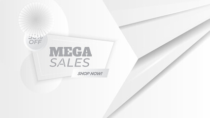 Big Summer Sale, white poster design template, horizontal banner, shop now, vector illustration
