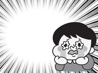 集中線と涙を流して号泣するコミカルな男性キャラクターイラスト素材
