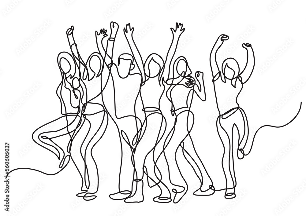 Poster continuous line drawing cheering crowd - png image with transparent background