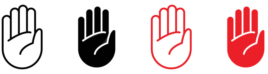 hand stop icon set. hand icon symbol, vector illustration