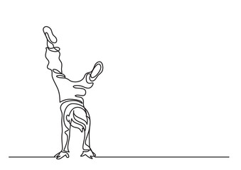 one line drawing boy standing on his hands - PNG image with transparent background