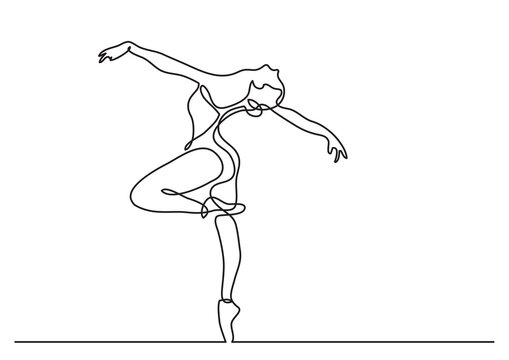 continuous line drawing woman dancer - PNG image with transparent background