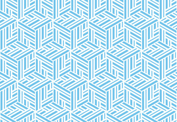 Abstract geometric pattern with stripes, lines. Seamless vector background. White and blue ornament. Simple lattice graphic design