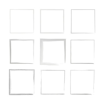 brush squares. Ink paint brush stain square. Grunge texture. Vector illustration. stock image.