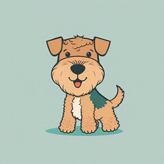 Fototapeta premium Cute Chibi Airedale Terrier | Midjourney Generative Ai