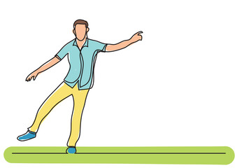 single line drawing happy walking man colored colored - PNG image with transparent background