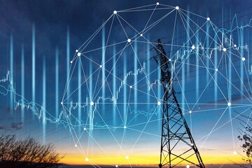 Power lines arrows, energy crisis concept