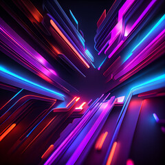 Abstract Motion Neon Geometric Background. Generative AI