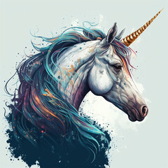 Obraz na płótnie Canvas Unicorn Fantasy Pretty Horn Horse Vector Art AI Generated
