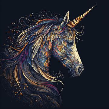 Unicorn Fantasy Pretty Horn Horse Vector Art AI Generated