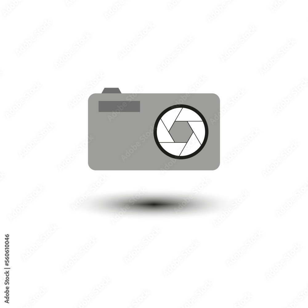 Poster flat button with camera icon. vector illustration.