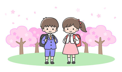 入学式の男の子と女の子