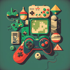 Video Game Technology Controller Vector Art AI Generated