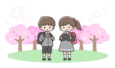 入学式の男の子と女の子