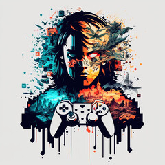 Video Game Technology Controller Vector Art AI Generated
