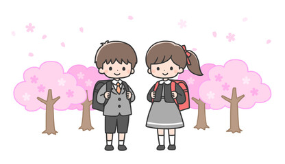 入学式の男の子と女の子