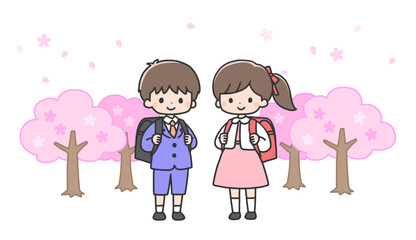 入学式の男の子と女の子