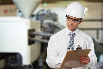 Industrial worker engineer controlling work