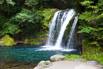 Fototapeta na wymiar Kawazu Seven Waterfalls (Nanadaru) - Izu town, Shizuoka prefecture, Japan.