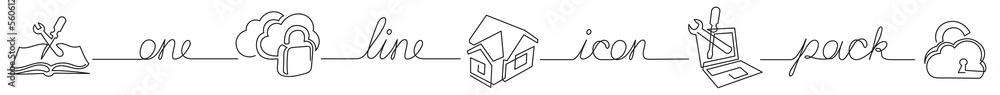 Poster one line icon pack of tools manual cloud storage home computer security - png image with transparent