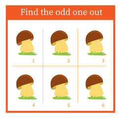 Find the odd one out. Logic puzzle for children. Printable worksheet. Vector illustration. Flat desing.