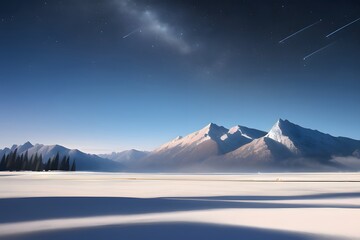 幻想的な雪山と夜空,generative ai