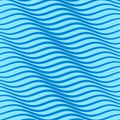 Blue wavy stripes seamless pattern. Vector Background.