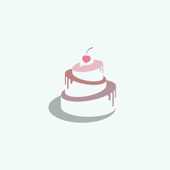 Cake logo vector template. Illustration of cake with cherry on the top