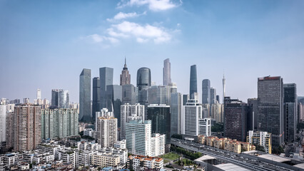 Fototapeta na wymiar Aerospace Guangzhou Urban Architecture Landscape Skyline