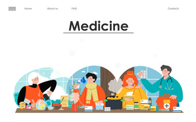 Medicine and pharmacy flat landing page template