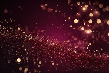 Abstract burgundy glitter bokeh background. Generative AI.