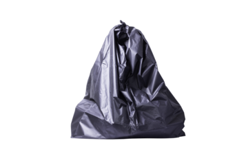 black garbage bag isolated on white background, clipping paths