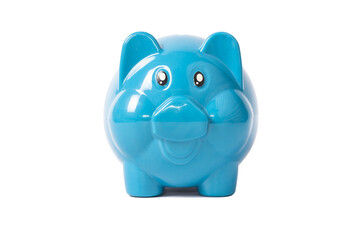 Blue piggy bank on white background. Financial Investment Concepts, clipping  paths