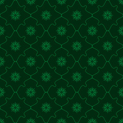 seamless pattern with green geometric shapes and flowers