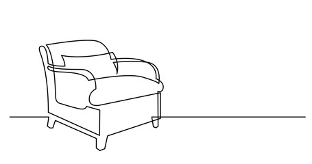 continuous line drawing of big comfortable armchair - PNG image with transparent background
