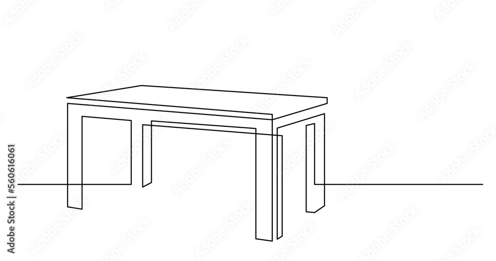 Poster continuous line drawing of modern style coffee table - png image with transparent background