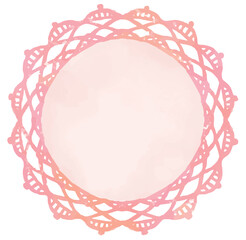 アンティークなレース(ドイリー)風フレーム。水彩風、ベクター素材