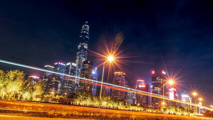 Fototapeta na wymiar Shenzhen city night scene writing