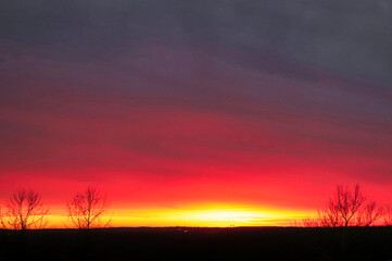 Obraz premium sunset over the field